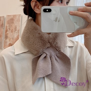 【Decoy】兔毛蝴蝶＊保暖交叉針織脖圍圍巾/卡其