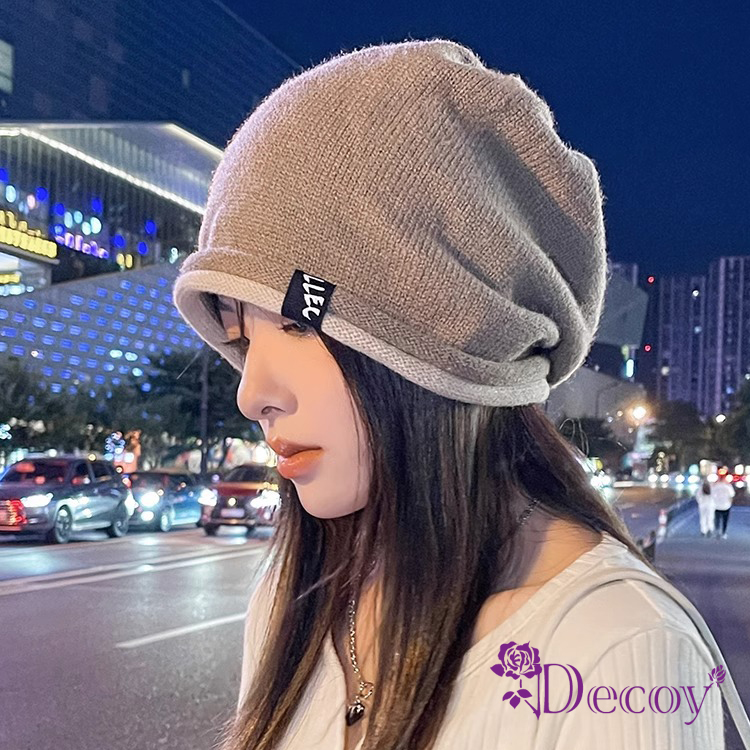 【Decoy】捲邊垂墜＊日系針織保暖包頭毛帽/顏色可選