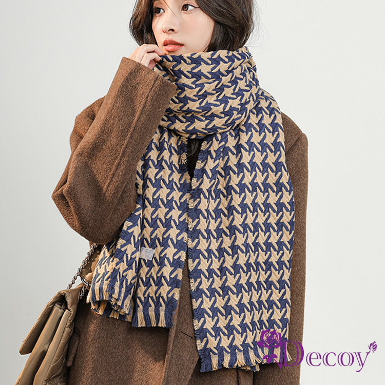 【Decoy】日系千鳥＊復古學院仿羊絨圍巾