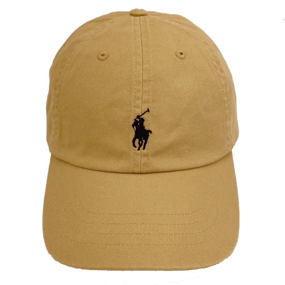 【RALPH LAUREN】POLO刺繡小馬LOGO鴨舌/棒球帽(卡其/深藍)