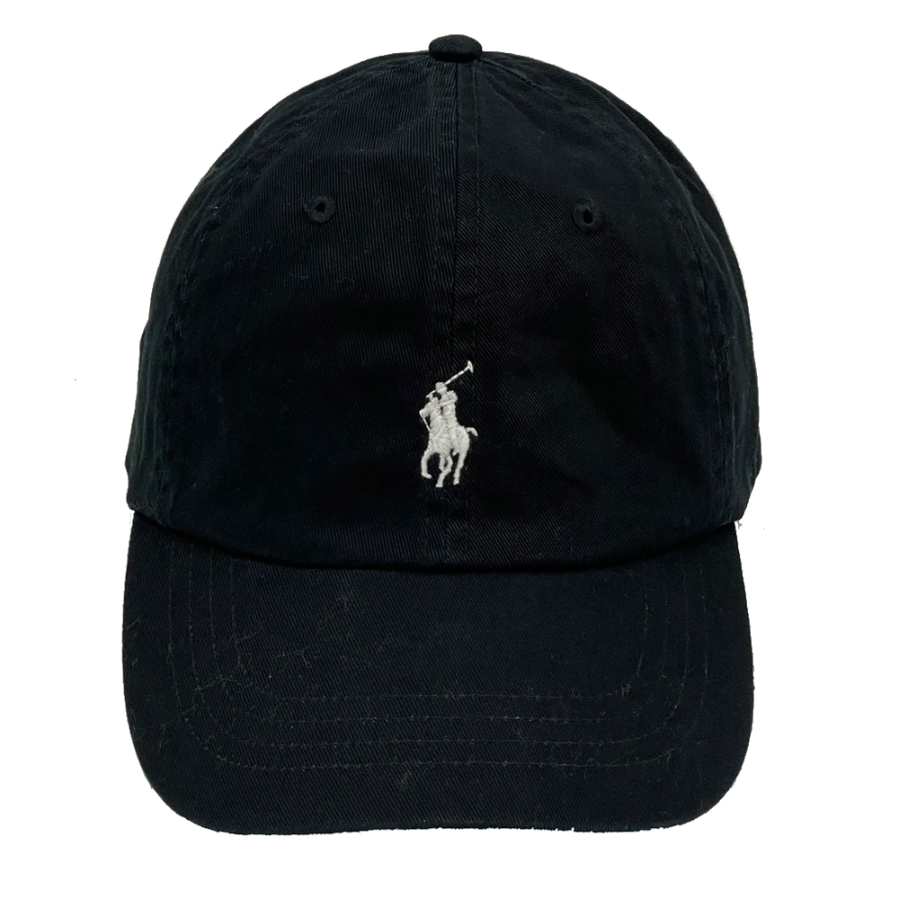 【RALPH LAUREN】POLO刺繡小馬LOGO鴨舌/棒球帽(黑/白)