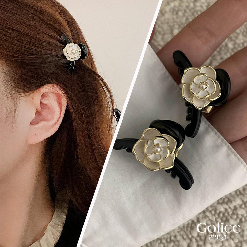 【Gulicc】古莉可 髮夾 小香風 山茶花 瀏海小抓夾2入