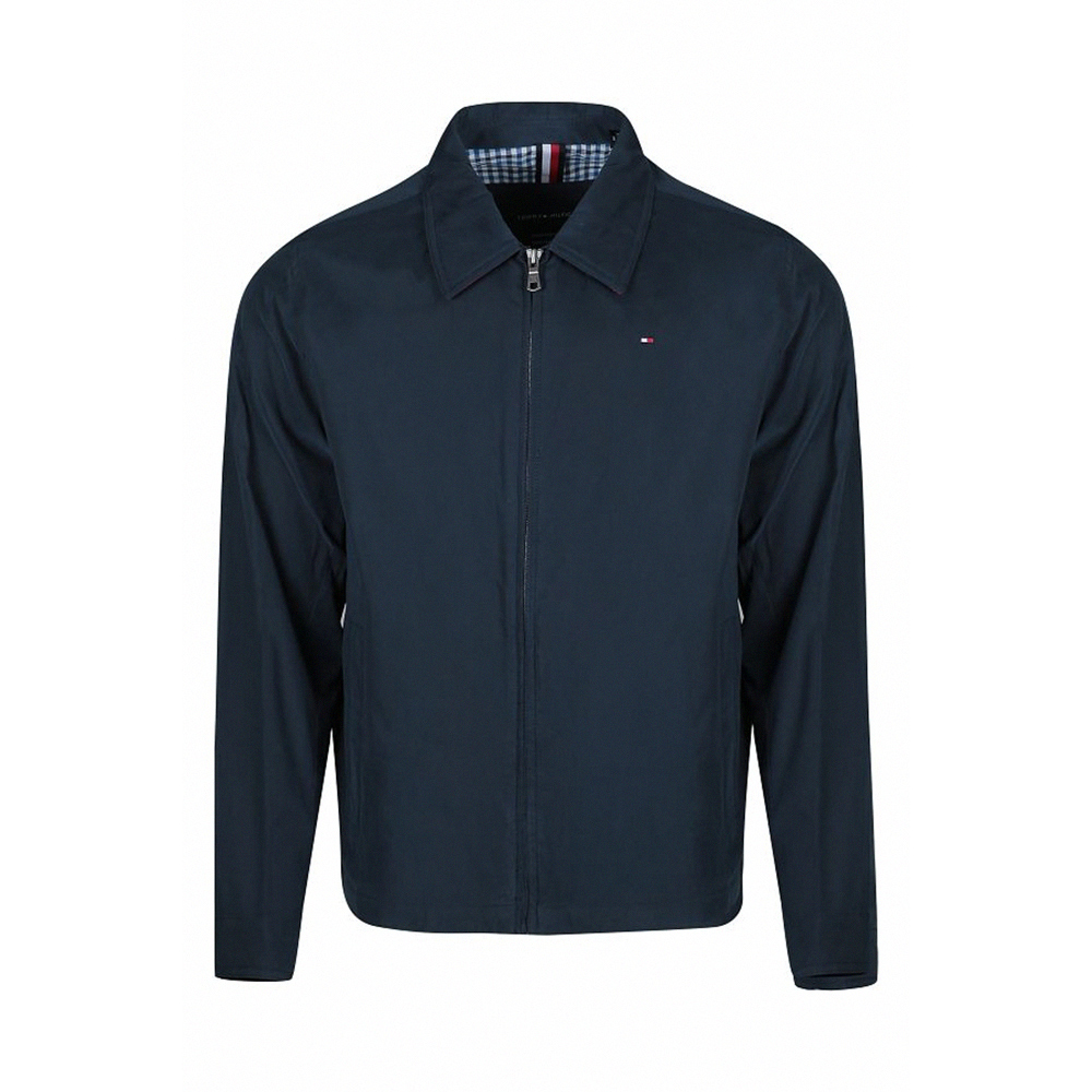 TOMMY 熱銷印刷小Logo保暖飛行夾克外套-深藍色