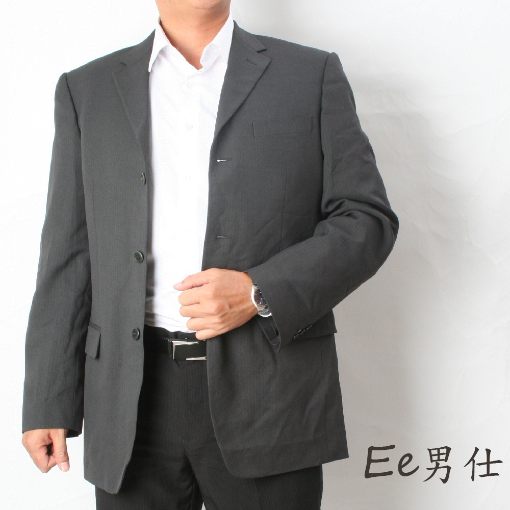 【Ee男仕】V領三扣雙口袋寬直紋西裝外套