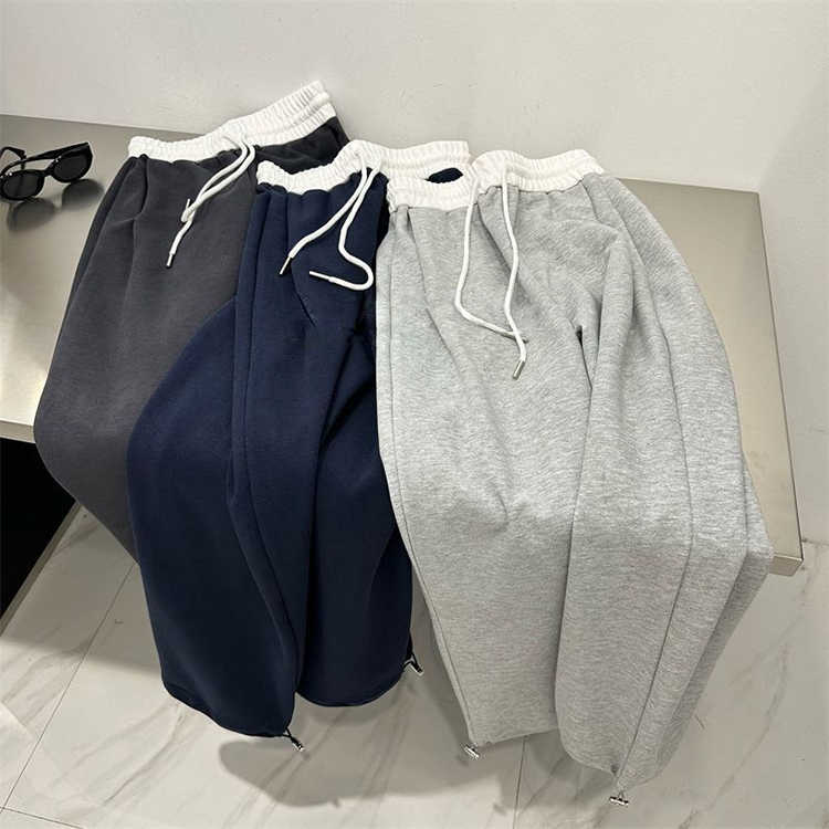 【CS22】美式撞色拼接寬鬆休閒運動縮口褲S-3XL