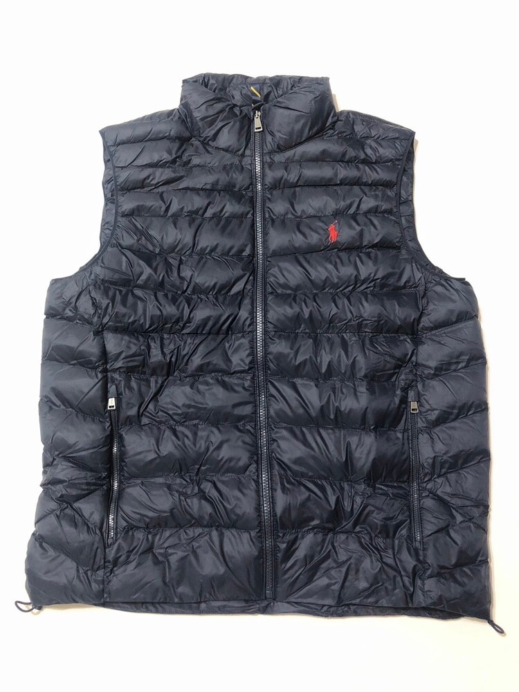 Ralph Lauren Polo 紅小馬LOGO立領科技羽絨背心 深藍