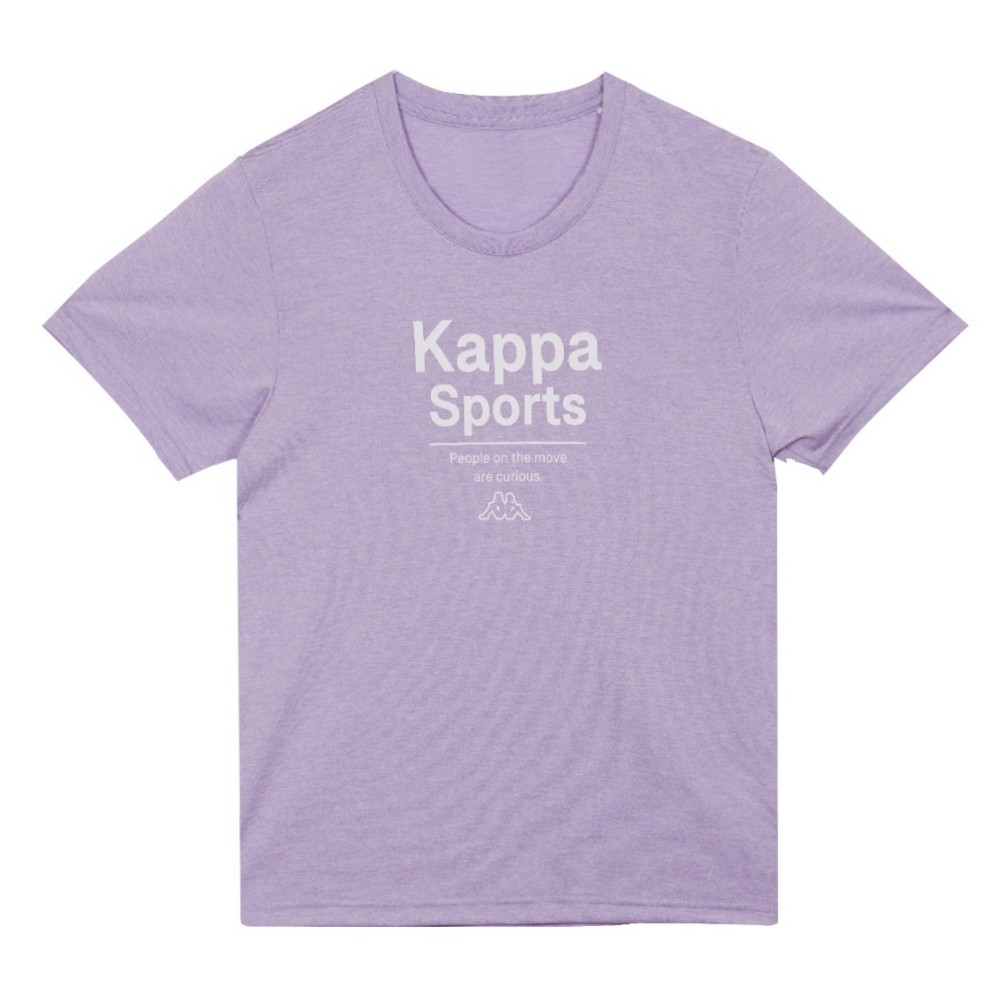 KAPPA義大利時尚吸濕排汗女款涼感印花短袖圓領衫 淺藍麻花 38273NWX1H