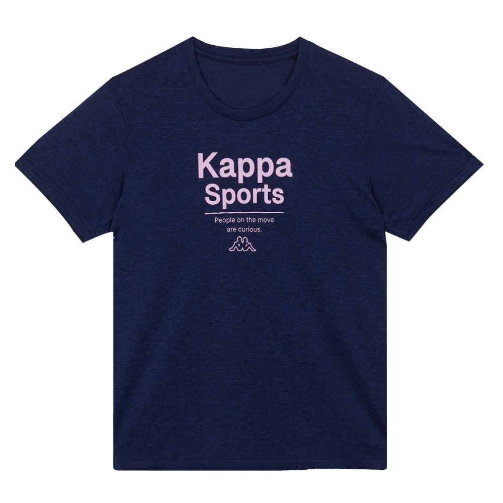 KAPPA義大利時尚吸濕排汗女款涼感印花短袖圓領衫丈青麻花 38273NWB29