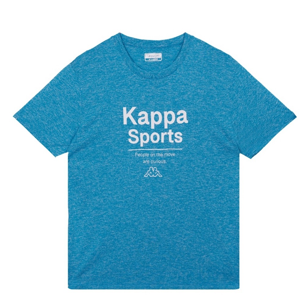 KAPPA義大利時尚吸濕排汗 短袖圓領衫珊瑚藍麻花 38273MW474