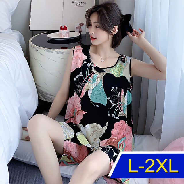 【韓國K.W.】KQN3948優雅輕柔零著感涼棉套裝(涼感/睡衣套裝/短袖)