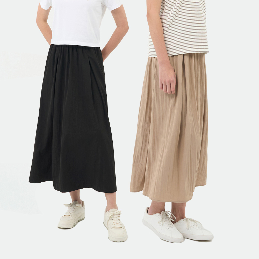 GIORDANO 女裝 肌理感抽繩中長裙 (多色任選)