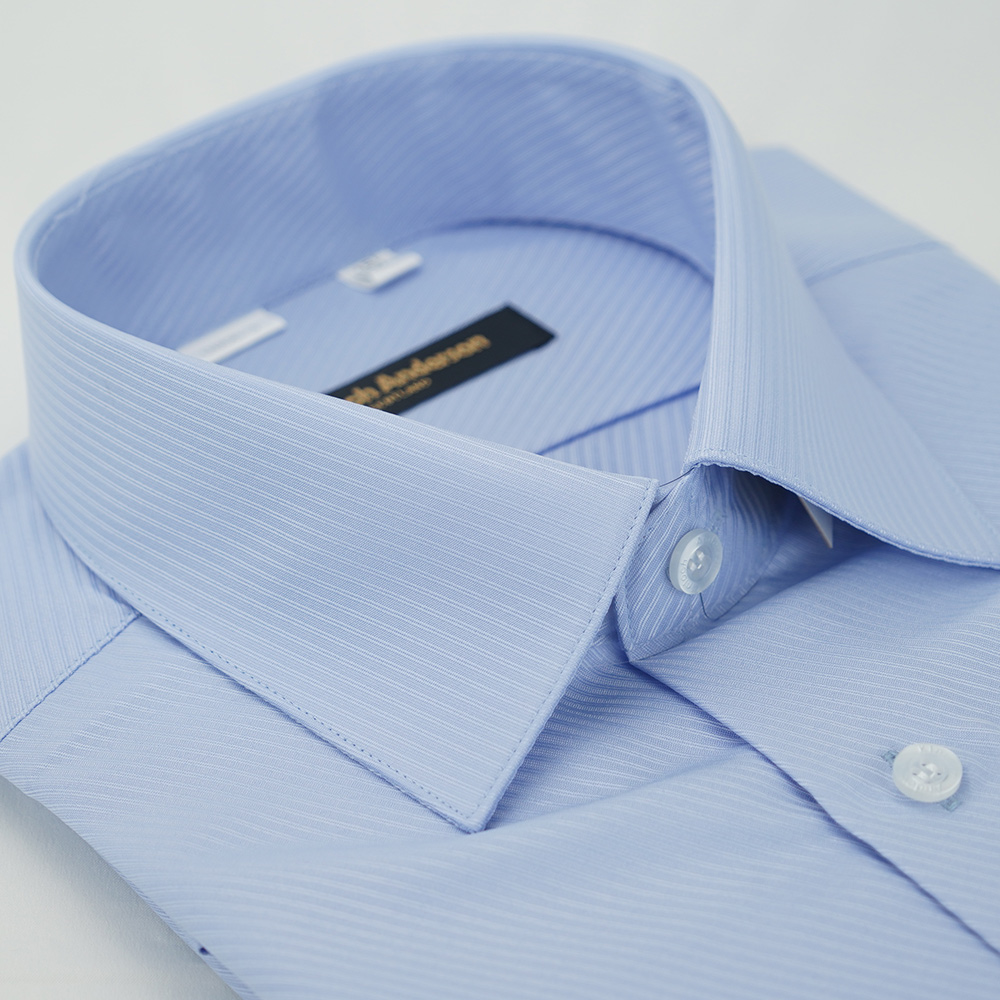 【金安德森】藍色吸排斜紋窄版襯衫-長袖