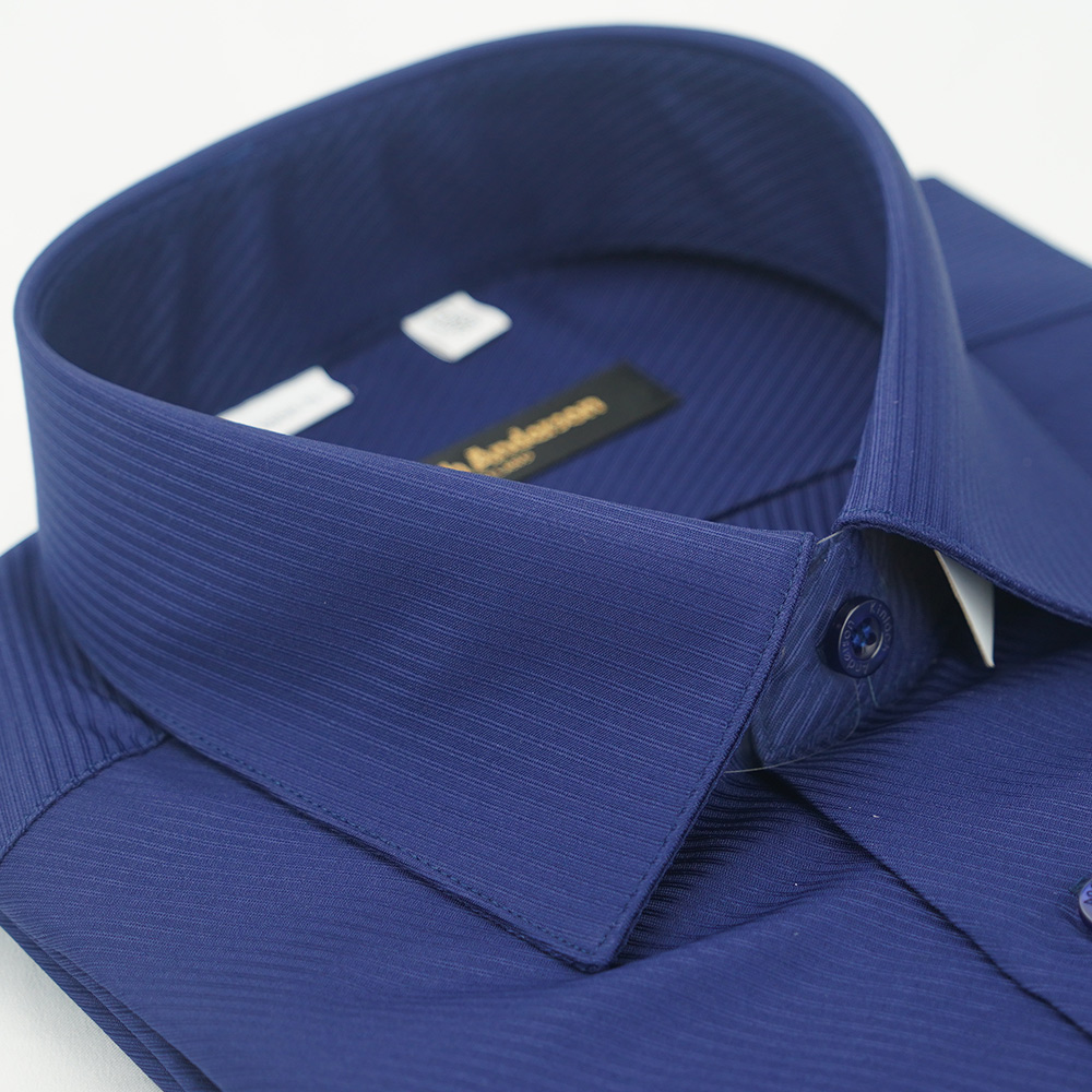 【金安德森】深藍色吸排斜紋窄版襯衫-長袖
