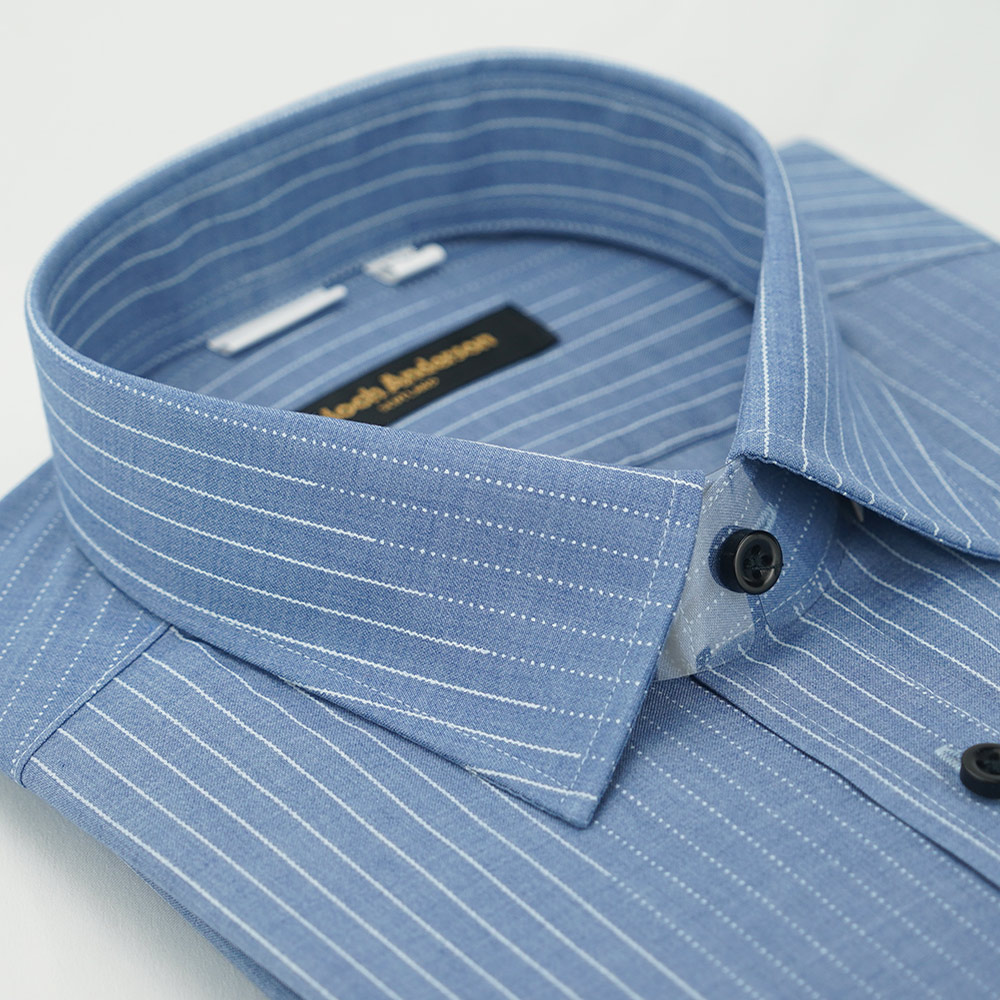 【金安德森】藍色漸層線條窄版襯衫-長袖