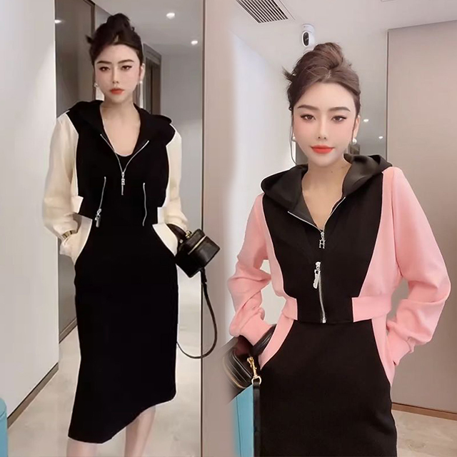 【韓國K.W.】KQM3971現貨CHILL法式背心洋裝外套二件式套裝(套裝/秋冬/外出/休閒)