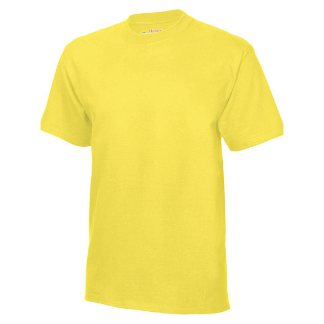 歐洲版Hanes 5180 Beefy-T經典重磅T恤【黃色．男】觸感好、耐磨損、無領標、穿著舒適！