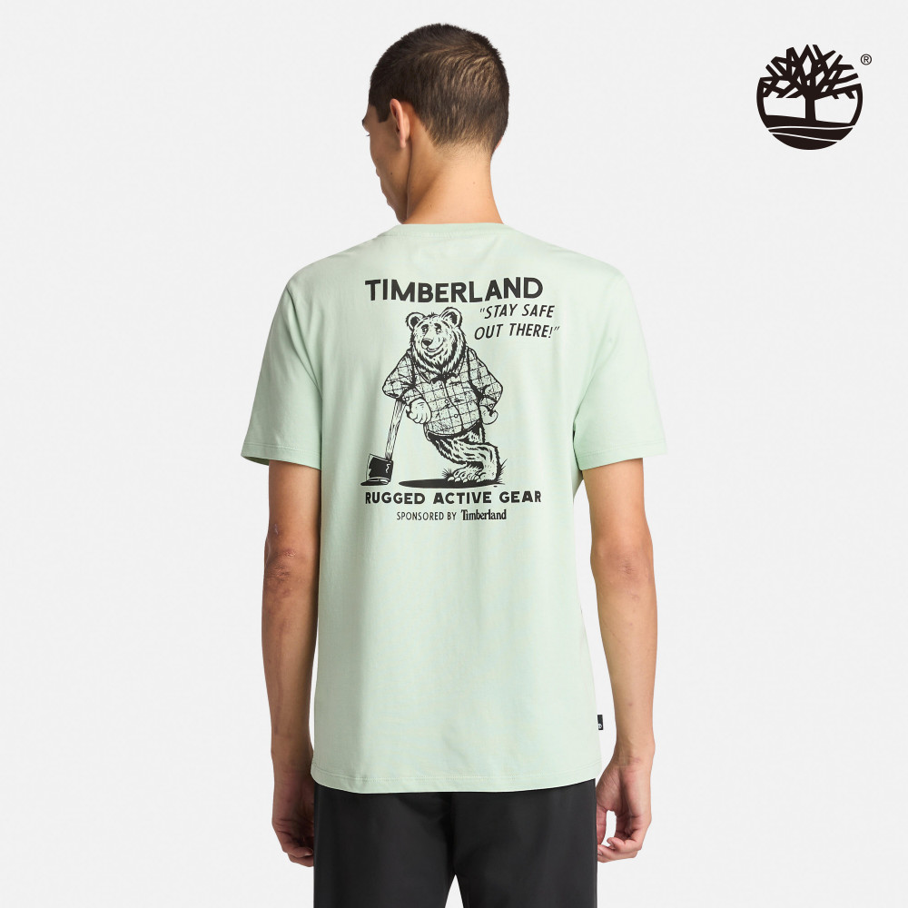 Timberland 男款薄荷綠標語T恤|A6B88ENE