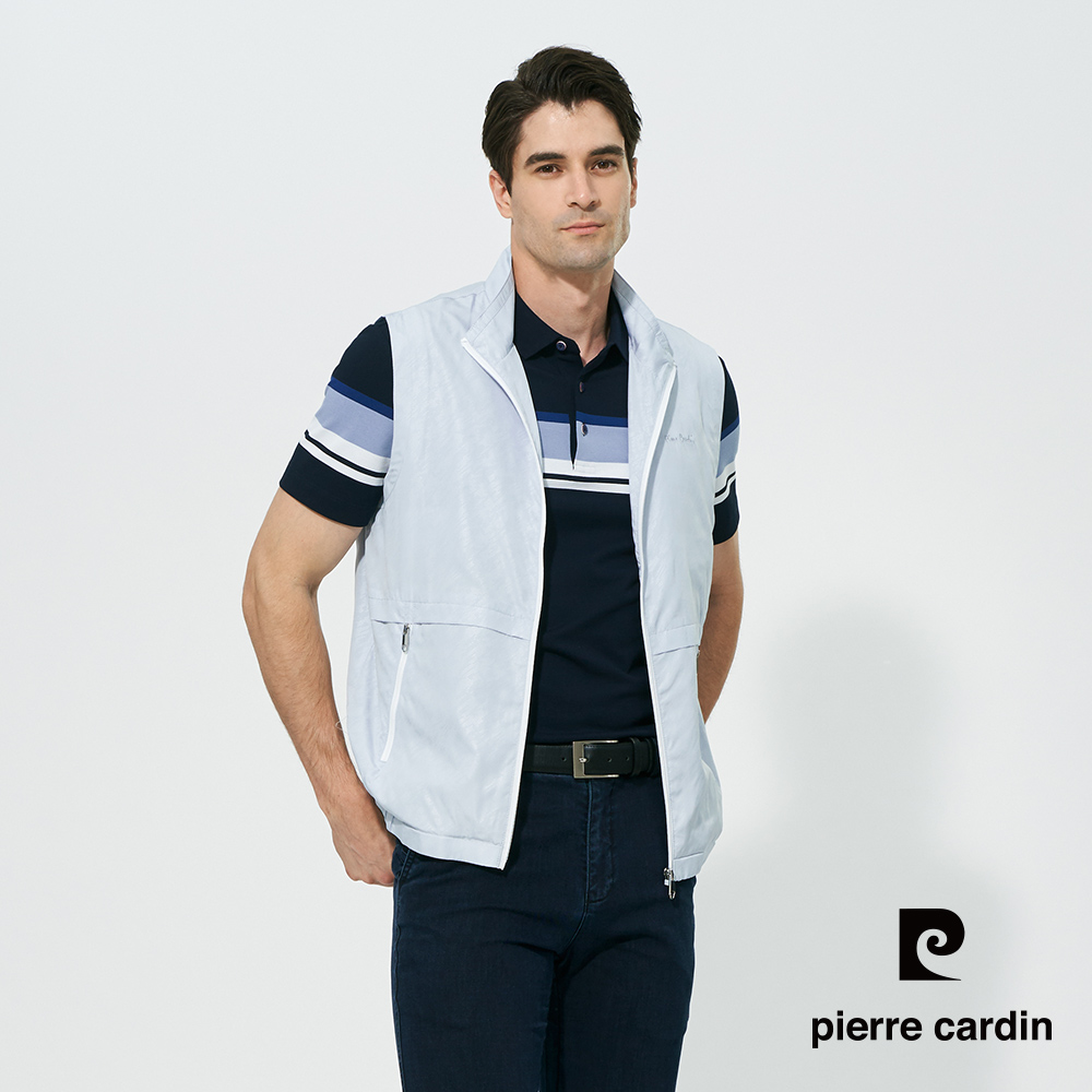 【pierre cardin 皮爾卡登】男款 吸濕速乾都會休閒立領薄背心-水藍色 (5257301-33)