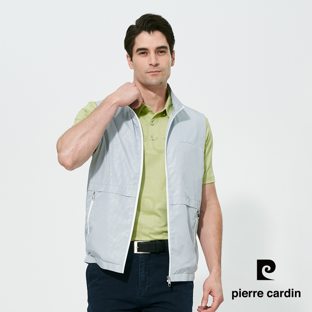 【pierre cardin 皮爾卡登】男款 吸濕速乾都會休閒立領薄背心-淺灰色 (5257301-92)