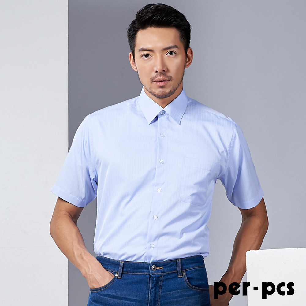 【per-pcs】機能透氣立挺短袖襯衫(719453)