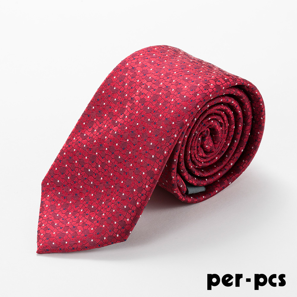 【per-pcs】商務體面優質領帶_紅底白點(D-115)