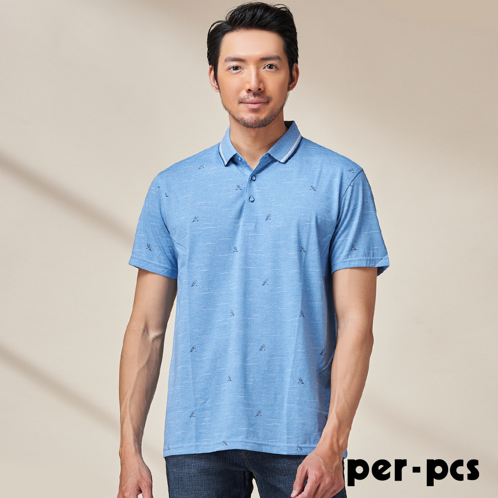 【per-pcs】經典低調格紋休閒POLO衫＿藍(PNS506-02)