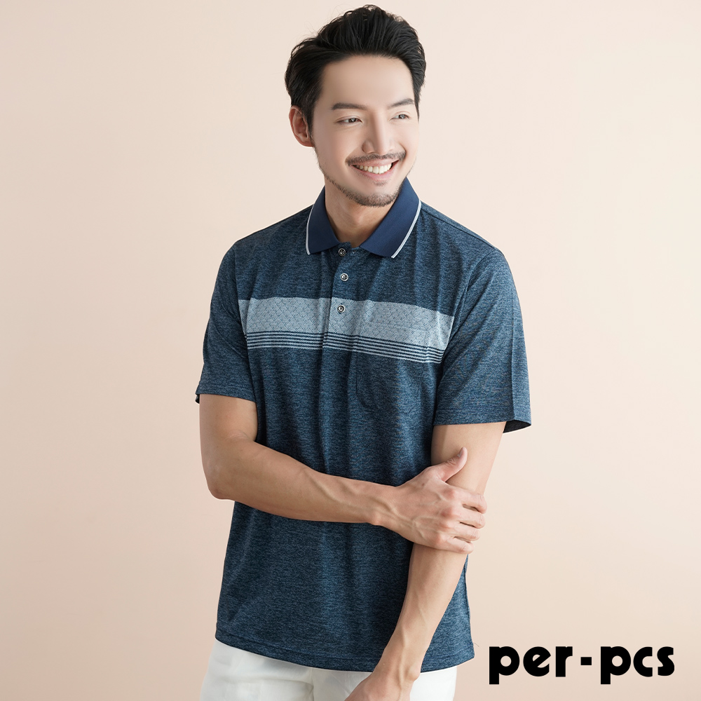【per-pcs】摩登紳士風格POLO衫_藍(721505)