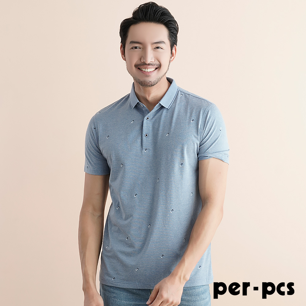 【per-pcs】都會型男休閒棉料POLO衫_藍(721513)