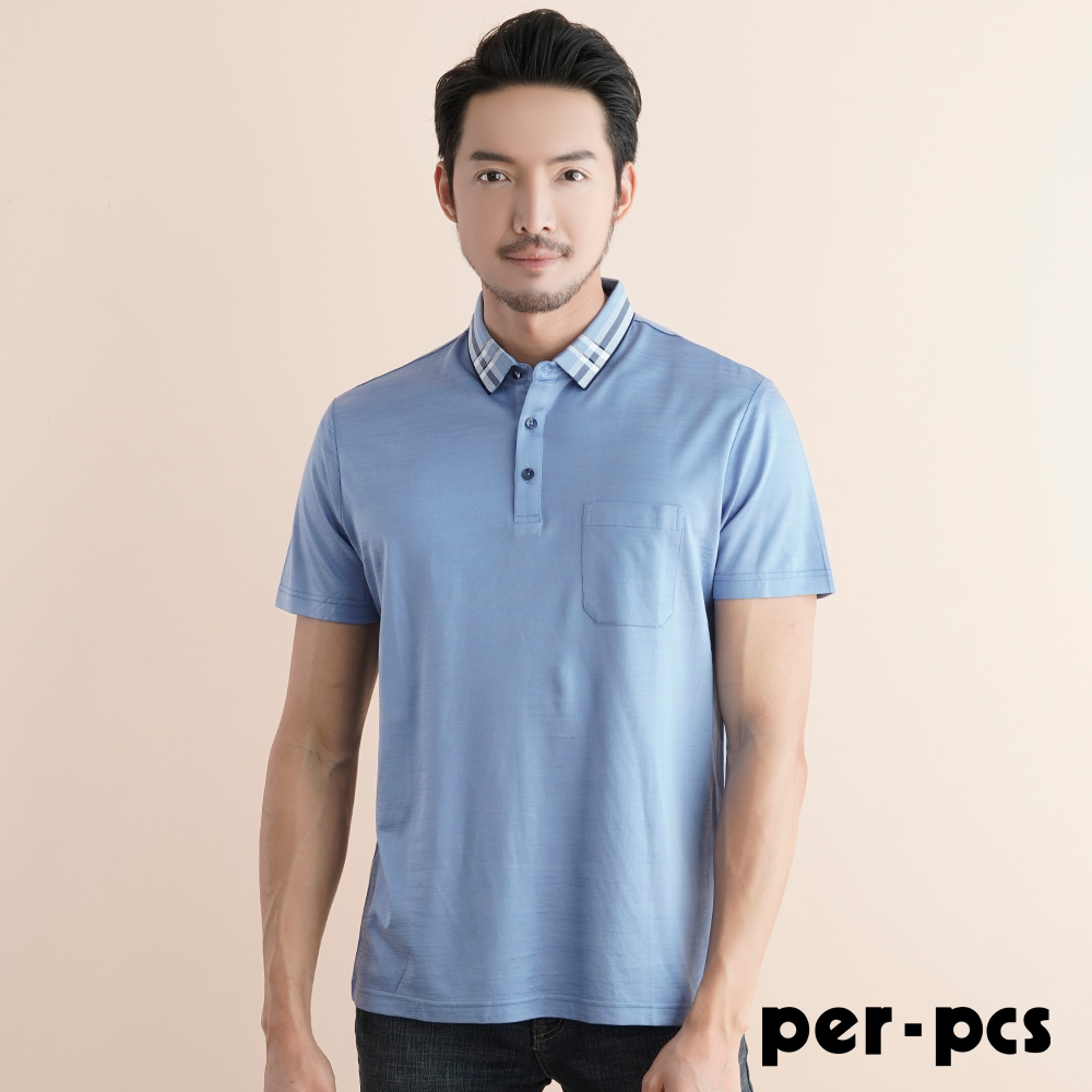 【per-pcs】簡約都會紳士棉料POLO衫_藍(721516)
