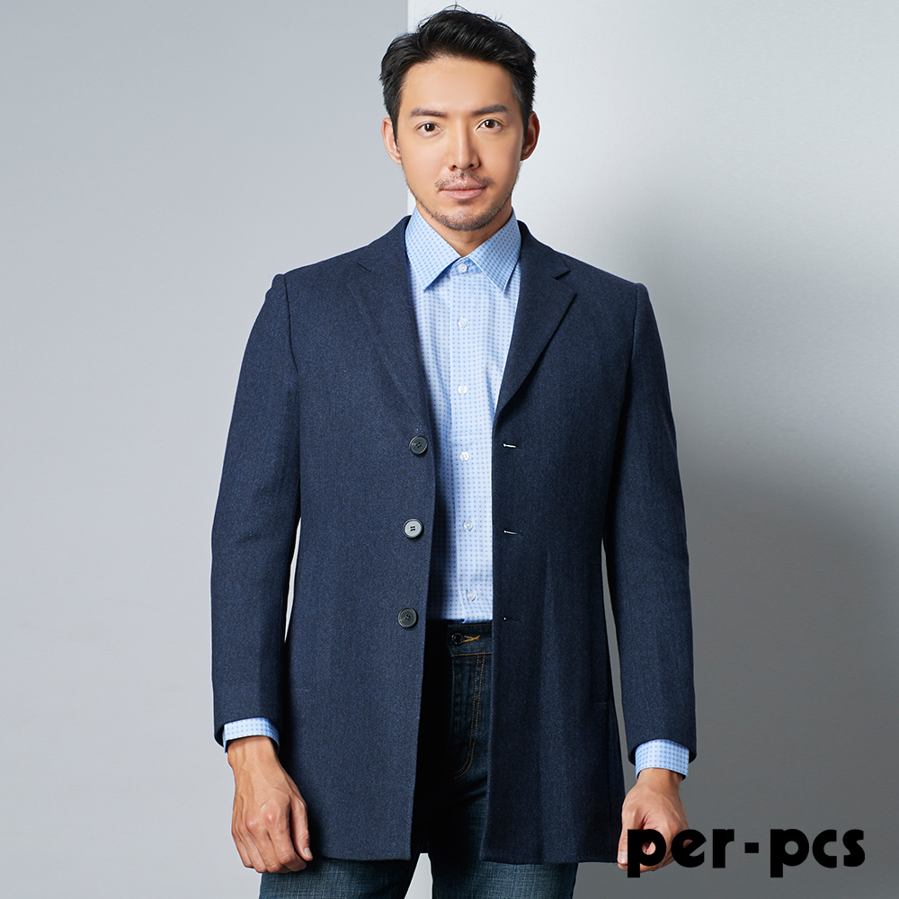 【per-pcs】紳士特選羊毛短版大衣_藍(820911)