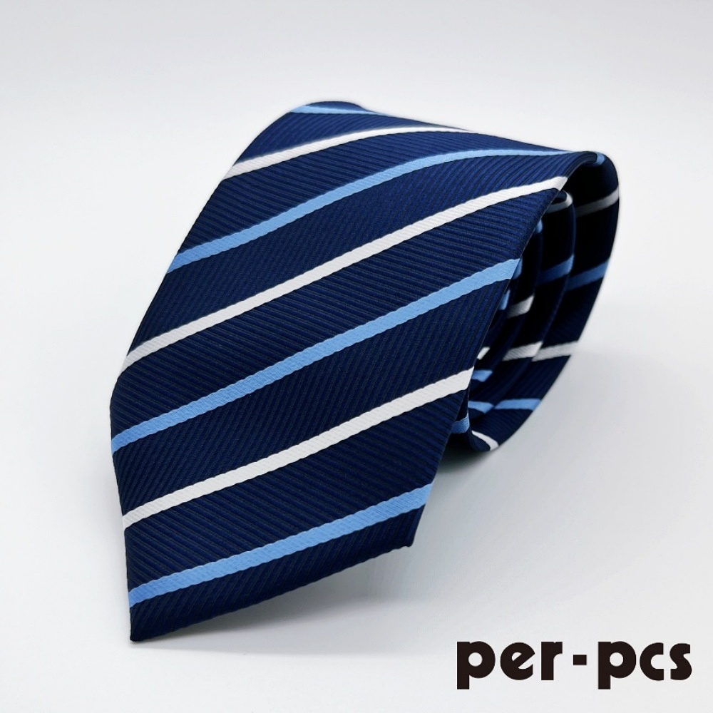 【per-pcs】經典斜紋紳士領帶_藍(822003)