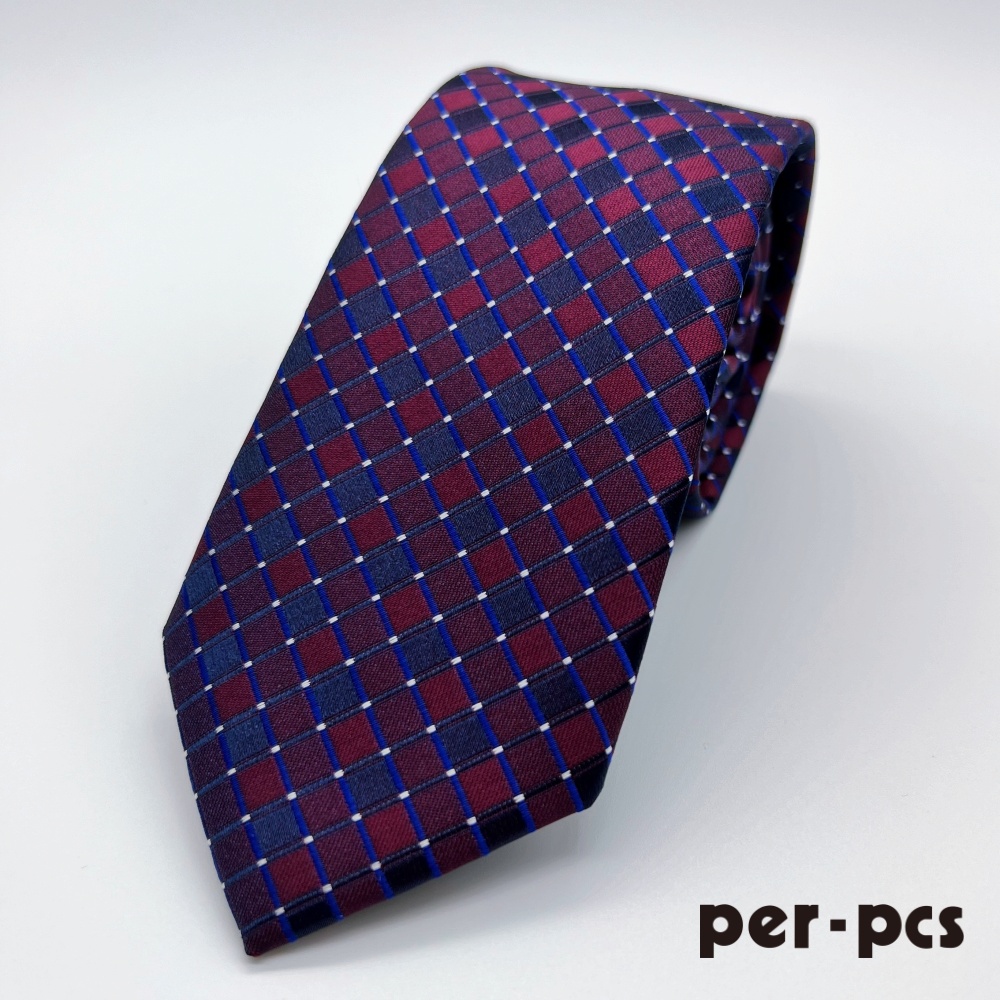 【per-pcs】歐式時尚格紋領帶＿紫紅格紋(PW2007)