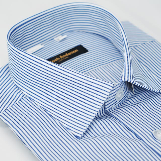 【金安德森】藍白條紋窄版襯衫-短袖