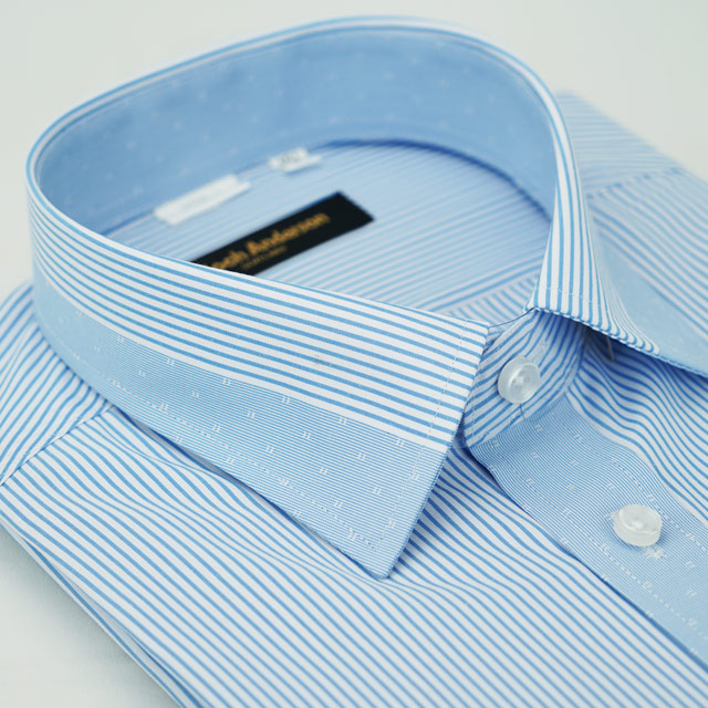 【金安德森】藍色變化領窄版襯衫-短袖