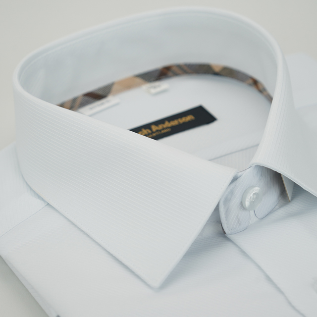 【金安德森】經典格紋繞領白色吸排窄版襯衫-短袖