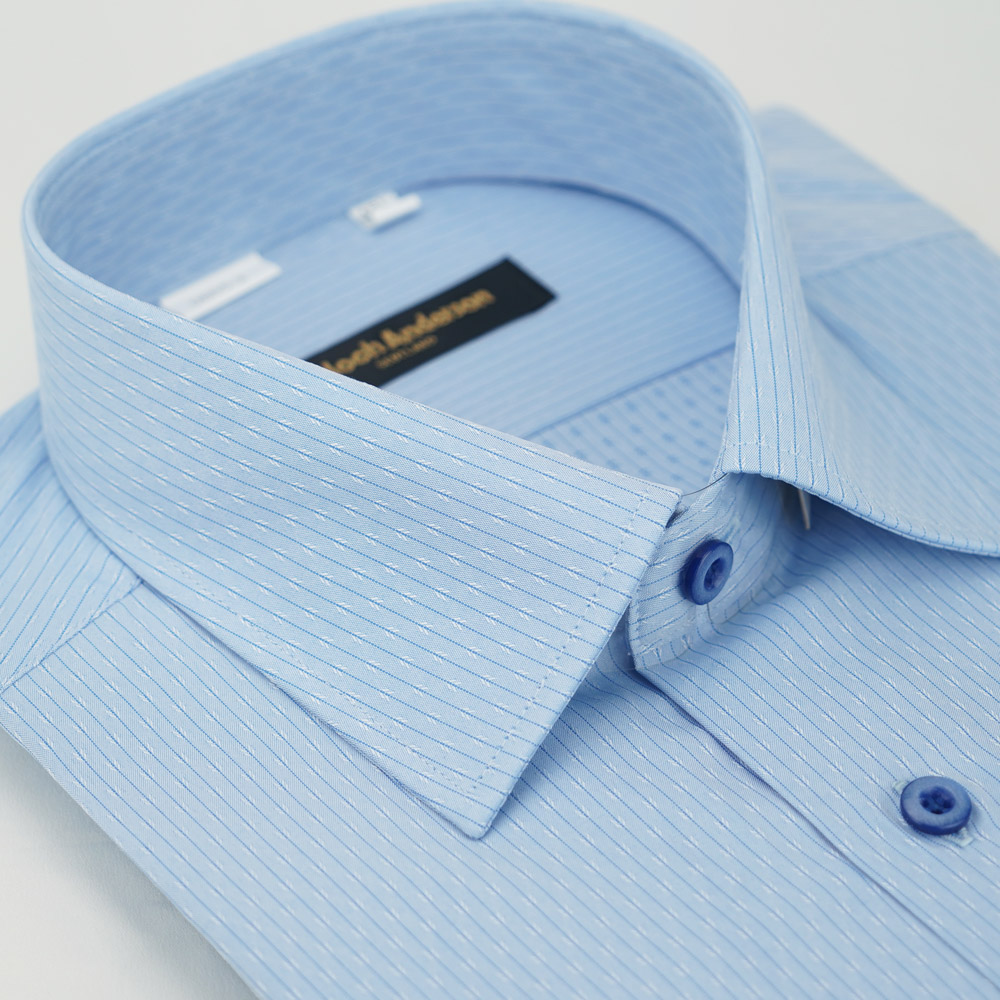 【金安德森】藍色吸排圓圖窄版襯衫-短袖