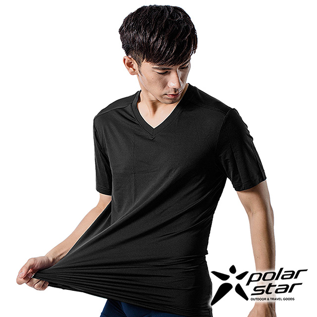 PolarStar 男 COOLMAX 排汗內衣 短袖T恤『黑』P9103