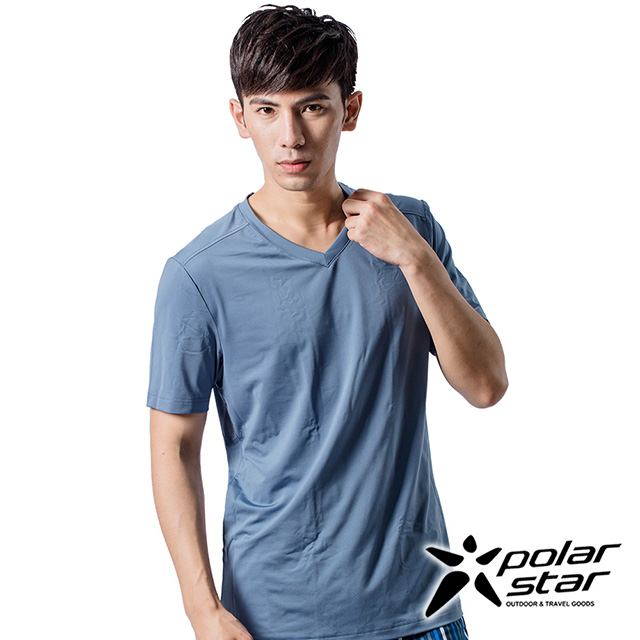 PolarStar 男 COOLMAX 排汗內衣 短袖T恤『灰藍』P9103