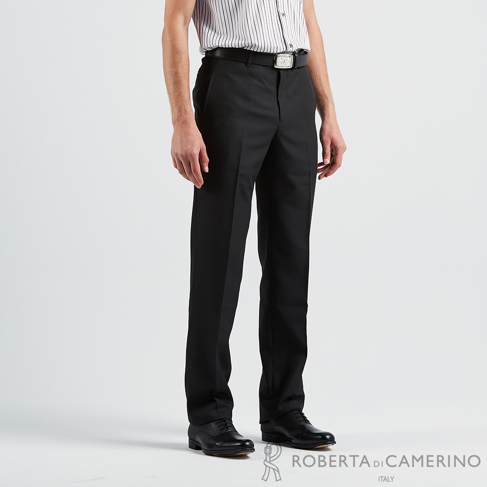 【ROBERTA諾貝達】台灣製男裝 修身版型 光觸媒織品平口西裝褲 黑