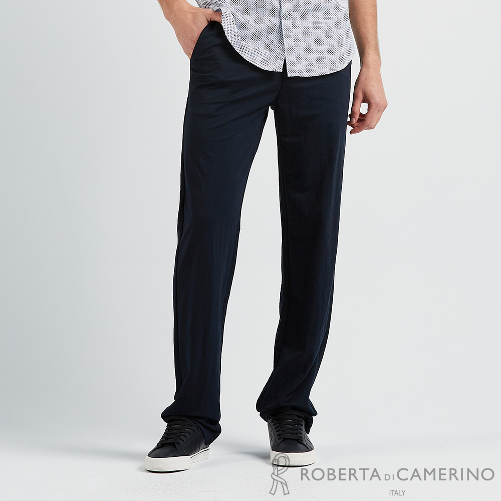 【ROBERTA諾貝達】男裝 時尚經典款 舒適剪裁平口休閒褲 深藍