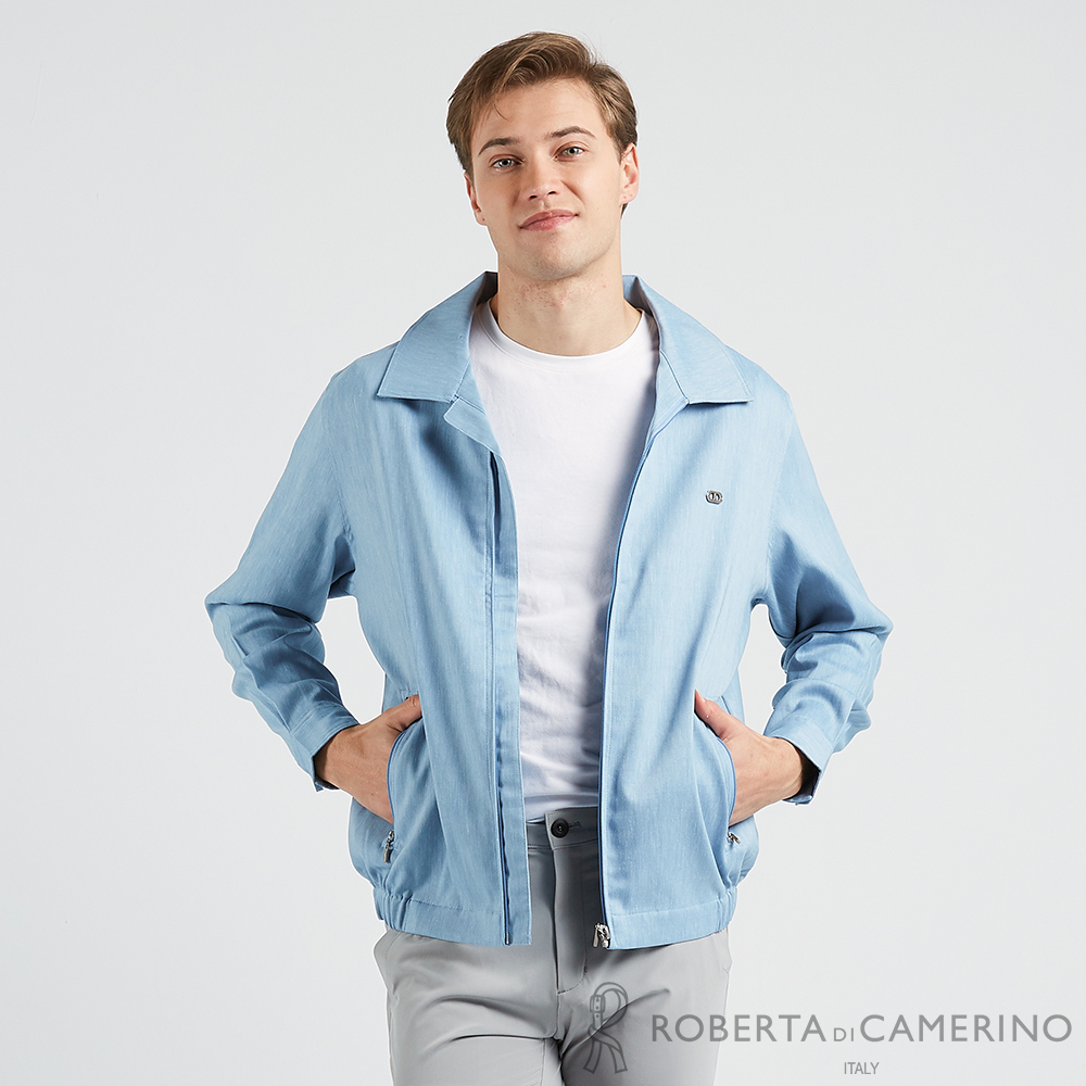 ROBERTA諾貝達 男裝 時尚精品 講究極致立領式外套 藍