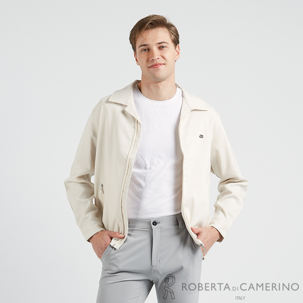 ROBERTA諾貝達 男裝 時尚精品 講究極致立領式外套 米