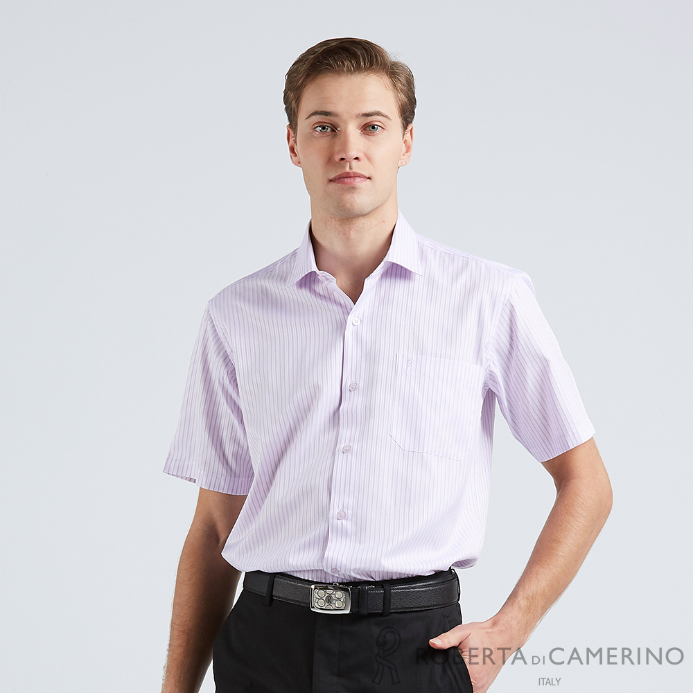 ROBERTA諾貝達 台灣製男裝 大方有型 優質商務短袖襯衫 紫