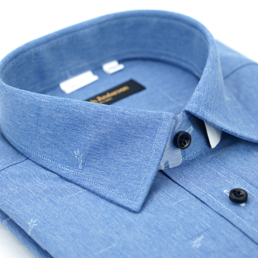 【金安德森】藍色細紋保暖窄版襯衫-長袖