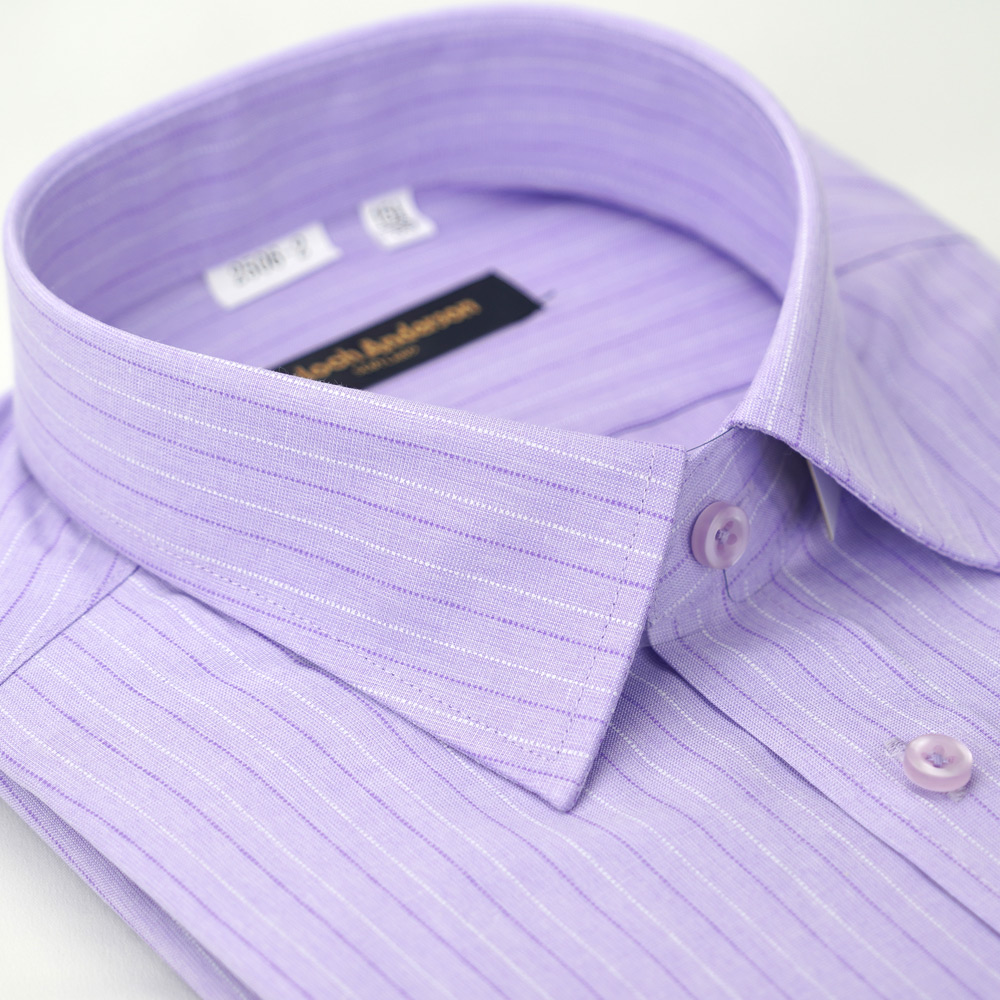 【金安德森】紫色寬條紋窄版襯衫-短袖