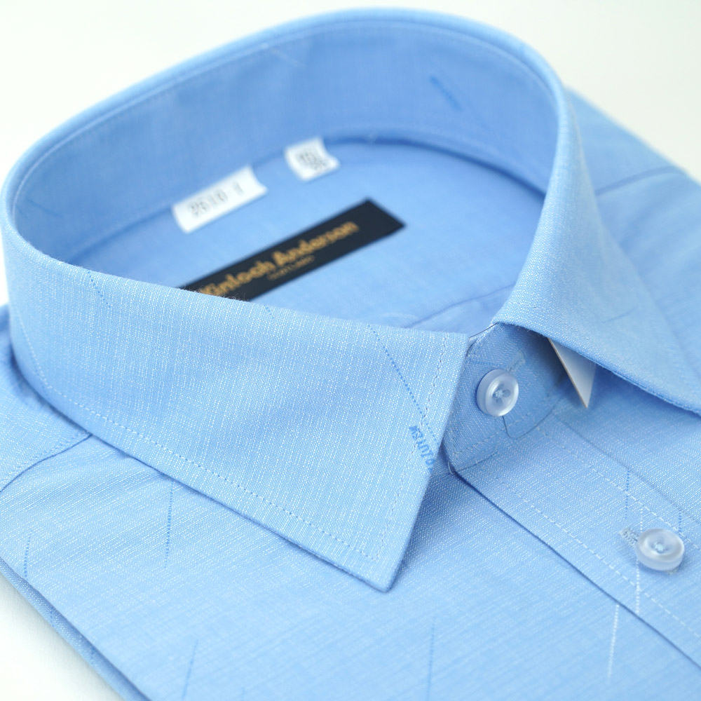 【金安德森】藍色斜紋窄版襯衫-短袖