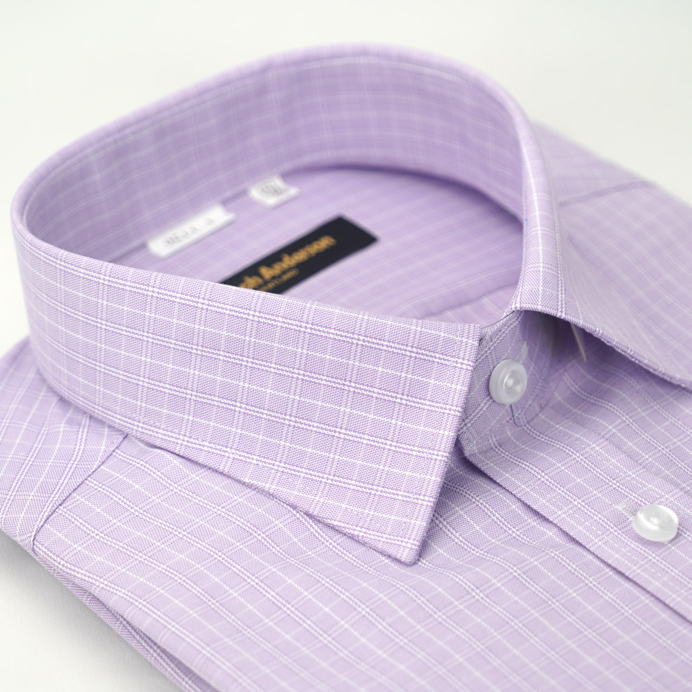 【金安德森】紫色格紋窄版襯衫-短袖