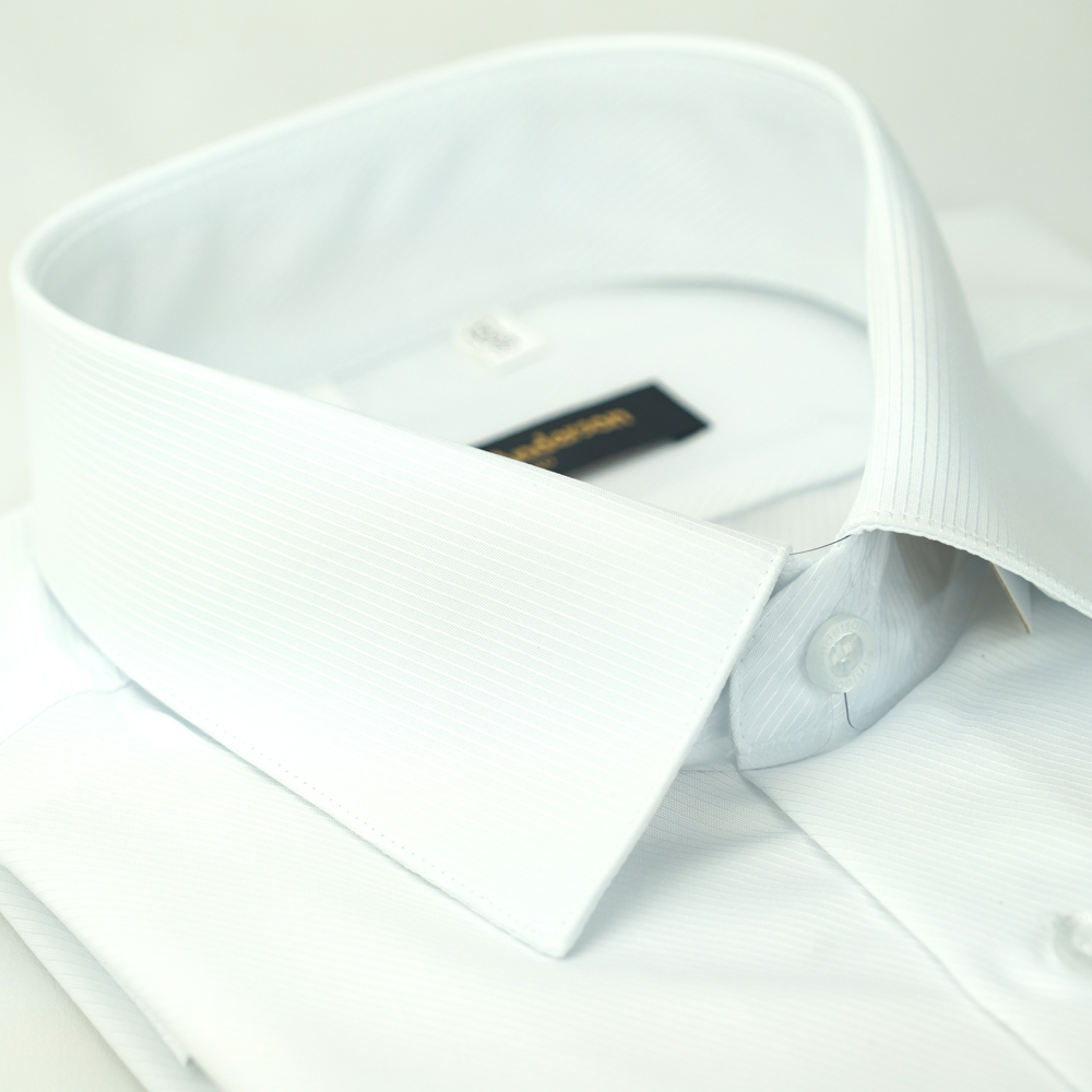 【金安德森】白色斜紋窄版襯衫-長袖