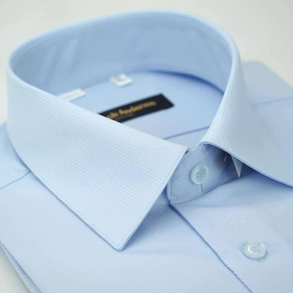 【金安德森】藍色斜紋吸排窄版襯衫-短袖