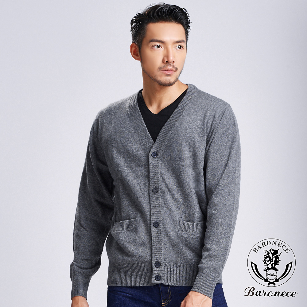 【BARONECE】型男喀什米爾毛衣外套 灰(617705-03)
